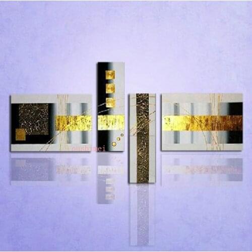 100% Hand-painted Abstract Texture Silver Line Oil Painting for Home Decoration Modern Gold Abstract Oil Paintings On Canvas