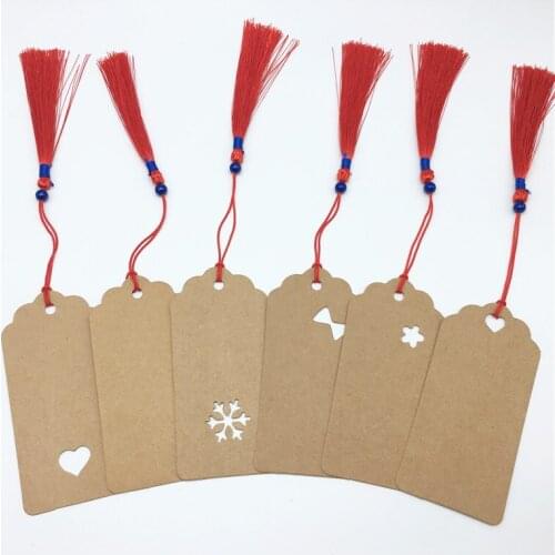 9.5x4.5cm 100Pcs Tags +100Pcs Red Tassel Paper Labels With Heart Bow-knot Flowers Printed For Packing Baggage Jewelry Bag Tag