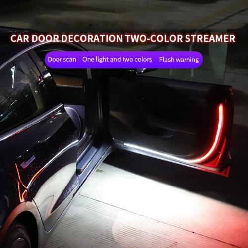 1.2M Car LED Door Warning Light Flexible Strip Decoration Welcome Lamp Waterproof Parking Signal Lamp Anti Collision Security