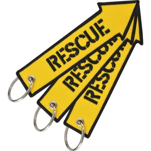 Luggage tag Embroidery bag tag Rescue Yellow Arrow Shaped with keyring key holder For suitcase Travel Accessories 3PCS/LOT