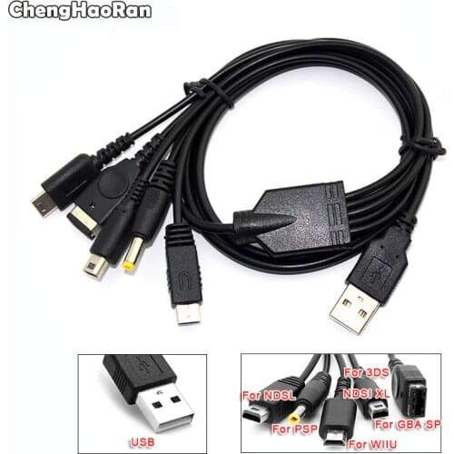 ChengHaoRan 5 in 1 USB Charger Fast Charging Cable Cords for Nintendo NDSL NDSI XL LL For 3DS GBA SP PSP WIIU USB Charger Cable