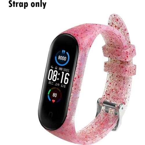 For Xiaomi Mi Band 5 Replacement Strap Fashion Coloful Glitter Silicone Watchbands Women Sport Strap Watch Accessories