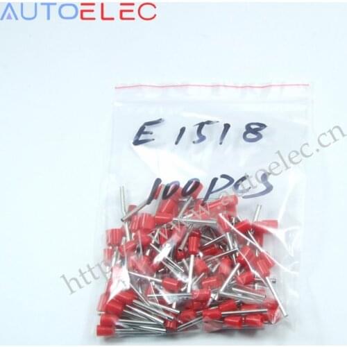 E1518 Ferrule Terminal Cord End Terminal 100pcs AWG16 1.5mm Copper Brass Wire Copper Insulated Crimp Pin Connector Terminals