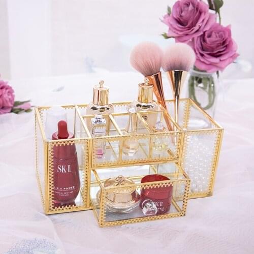 European net red nail beauty salon cosmetics brush tube glass desktop racks skin care products storage box