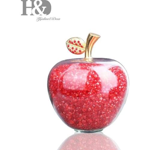 H&D Red Crystal Glass Apple Figurine Paperweight with Filling Rhinestones for Home Decor Christmas Decoration