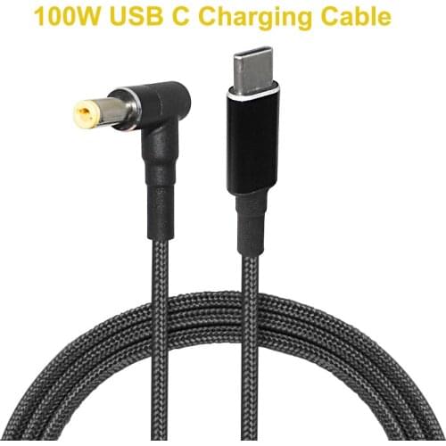 Huiyuan 1.8m 100W USB Type C to 5.5x2.5mm Male Plug Converter USB C PD Charger DC Cable Cord Fit for Asus Lenovo Toshiba Laptop