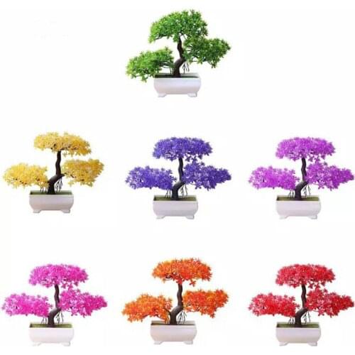 Adeeing Artificial Chamaecyparis Pisifera Shape Plant Bonsai for Home Dinning Table Ornament
