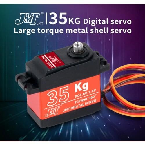JMT 4Pcs Waterproof 35kg Coreless Servo 180 270 360 Degree Large Torque Digital Aluminium Metal Gears for RC Car Robot Crawler