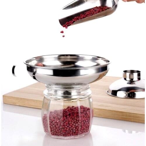 Kitchen Stainless Steel Funnel Wide Mouth Canning Funnel Jars Canning Supplies Transfer Dry And Wet Ingredients Filter For Home