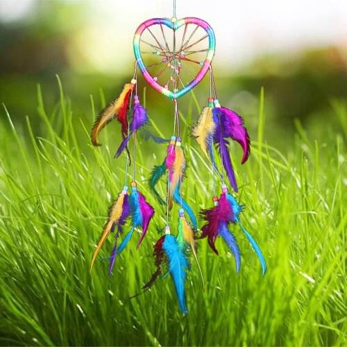 Peach Heart Dream Catcher Creative Car Ornaments Colorful Dream Catcher Girl Bedroom Decoration Dream Catcher Home Decoration
