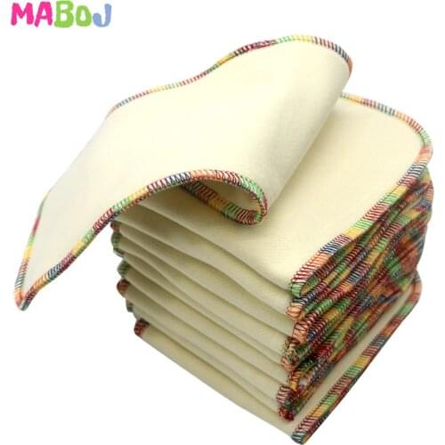 MABOJ 10pcs Ecological Diapers Insert 3 Layer Hemp Cotton Colorful Reusable Super Soft Baby Nappy Insert For Cloth Diaper Covers
