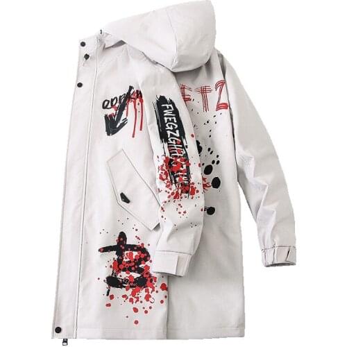 Men Jackets And Coat Long Style Windbreaker Mens Hooded Coat Streetwear Outwear