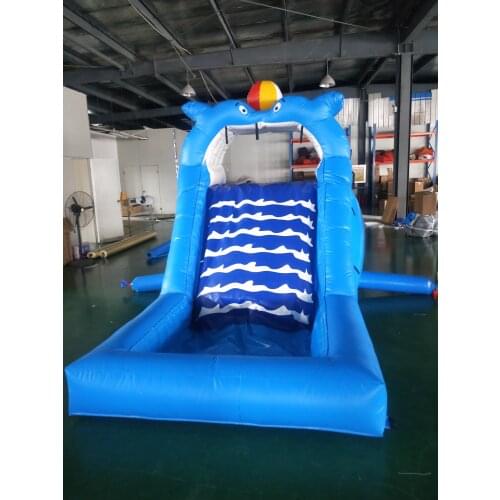 Inflatable dolphin water slide inflatable water fun sport with pool and blower free shipping for sale