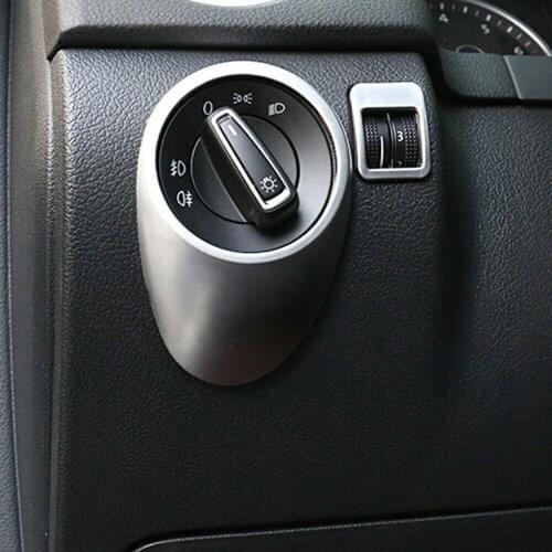 For Volkswagen VW Tiguan 2009-2015 ABS Chrome Interior Headlight Switch Button Cover Trim 2PCS