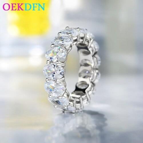 OEKDFN Luxury 925 Sterling Silver Ring For Women Full AAAAA+ Zircon Gemstone Wedding Engagement Jewelry Anniversary Rings Gift