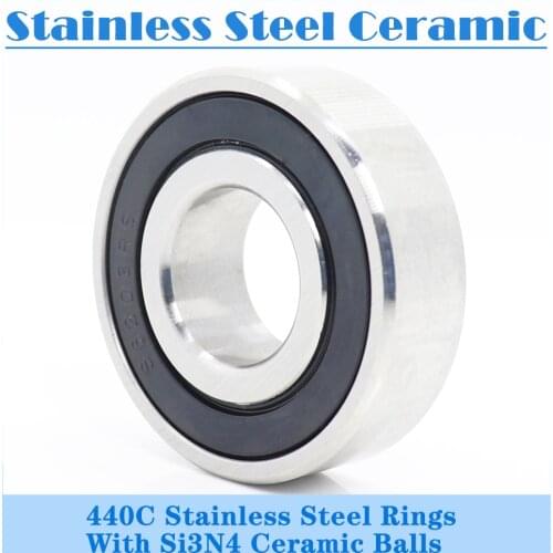 Bearings 6203 6204 6205 6206 ( 1 PC) 440C Stainless Steel Rings With Si3N4 Ceramic Balls Bearing S6203 S6204 S6205 S6206