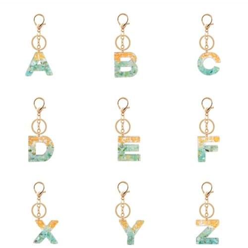Initial Letter Pendant Cute Keychain Yellow Green Letter A-Z Necklace For Women Men Best Friend Jewelry Gifts Dropshippinp Store