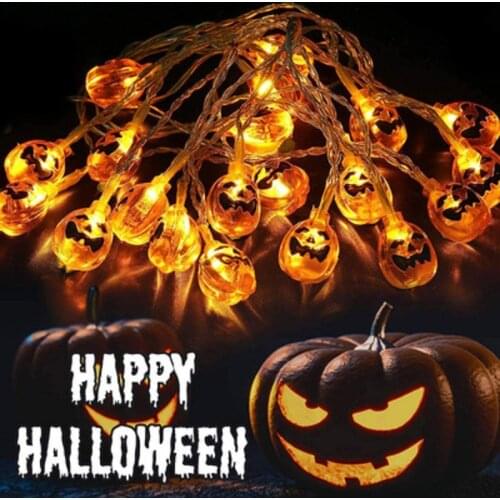 LED Halloween String Lights Lamp Pumpkin Spider Bat Skull Hanging Halloween Decoration Lights Home Party Festival Ornament