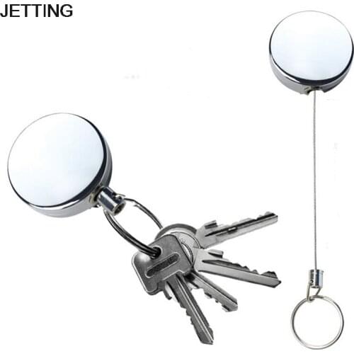 Pull Key Security Chain Retractable Metal Card Badge Holder Steel Recoil Ring Belt Clip Reel ID Lanyard Name Tag Badge Holder