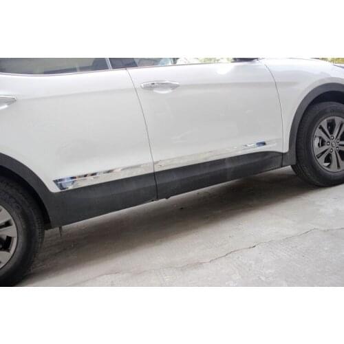 Higher star stainless steel 4pcs car side door surface decoration trim,protection scuff plate for Hyundai IX45/SANTAFE 2013-2016
