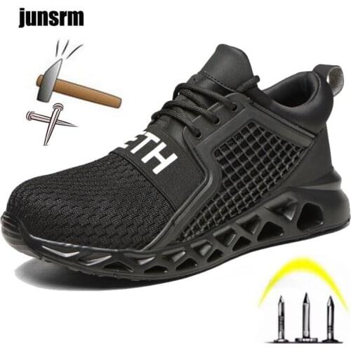 Safety shoes light and breathable steel toe cap puncture-proof, outdoor work boots fashion sports shoes for construction workers