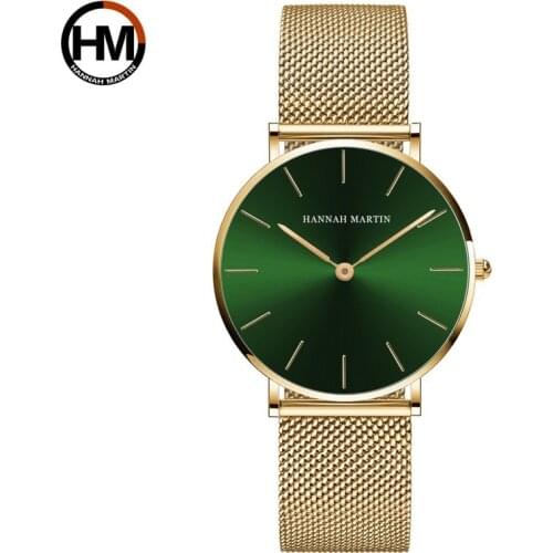 Hannah Martin Ladies Watch Quartz Movement High Quality Steel Mesh Rose Gold Waterproof Dropshipping Birthday Gift 36mm