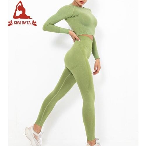 KIWI RATA Women Sports Yoga Pants Seamless Leggings Fitness Tummy Control Pants Sports Leggings Gym High Waist Skinny Legging