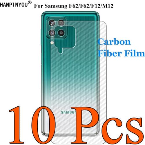 10 Pcs/Lot For Samsung Galaxy F62 M62 F12 F02s M12 M42 3D Transparent Carbon Fiber Back Rear Film Skin Screen Protector Sticker