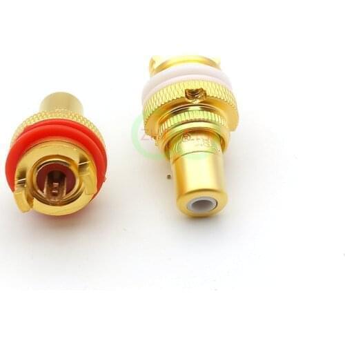 100pcs connector RCA connector Gold plated RCA socket panel mount one pair matt surface