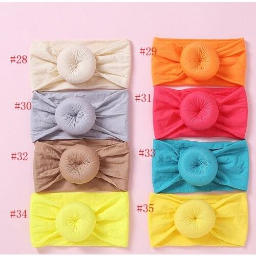 15pc/lot Newborn Kids Round Knot Wide Nylon Headbands,Knotted Hair Bow Turban Headband,Children Girls Head Wrap Hair Accessories