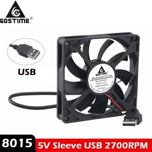 2 Pieces LOT Gdstime 80mm 80x80x15mm 8cm DC 5V USB Connector Brushless Cooling Cooler Fan
