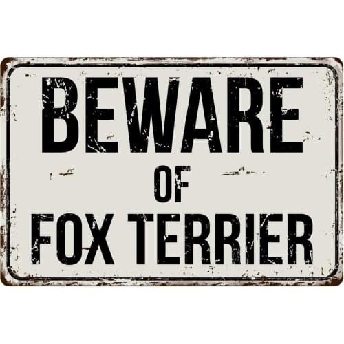 282VS Beware of Fox Terrier 8 x 12 Vintage Aluminum Retro Metal Sign