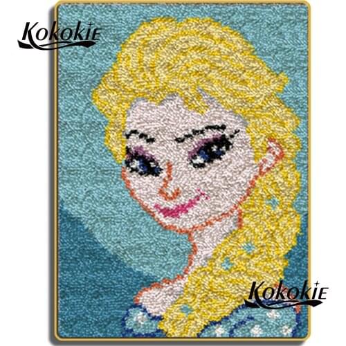 Diy cartoon princess printing 3d mat for home diy tapijt latch hook rug kits foamiran for needleworksets knooppakket