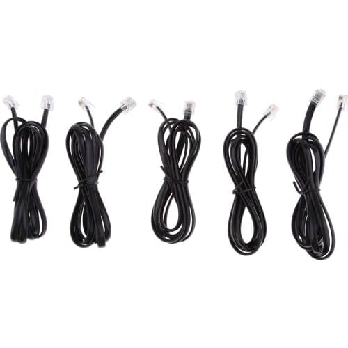 5Piece Landline Telephone Line Cord Data Flat Cable 6P6C RJ12 Connector 1.5m