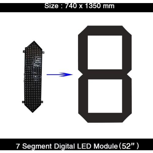 HD 52 "inch White Red Yellow Green Color 7 /seven segment Digits LED Display Module for Customized LED Gas Price Signs