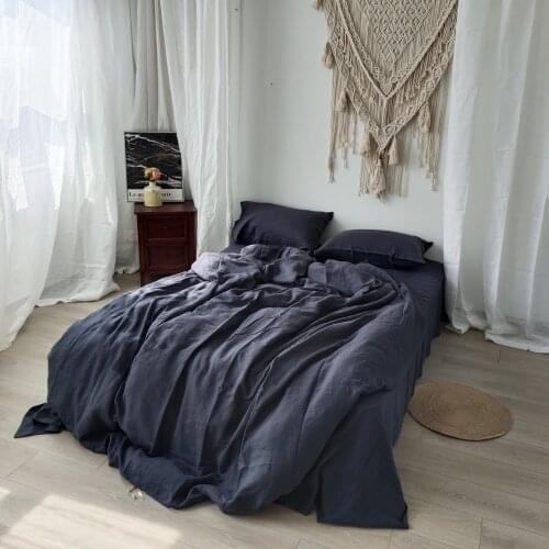 Pure Linen Duvet Cover With Shell Button, Free Shipping, Vintage Linen Bedding, Dark Grey Linen Duvet Cover, Stone Washed