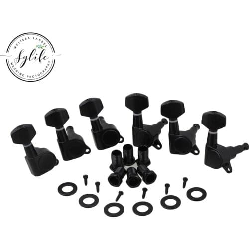 Black Inline Guitar String Tuning Peg Machine Head 6R