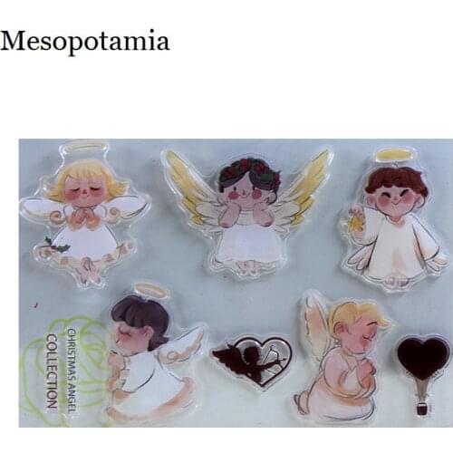 DIY Scrapbooking Albums Pink Children Angel Love Stamps Seal Embossing Silicone Transparent Stamp Card Decoration Stamps Seal