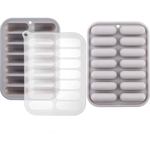 2 Pcs 14 Cavity Granola Bars Molds, Silicone Bar Mold for Cereal, Sausage, Chocolate, Candy, Butter, Eclair,Gray