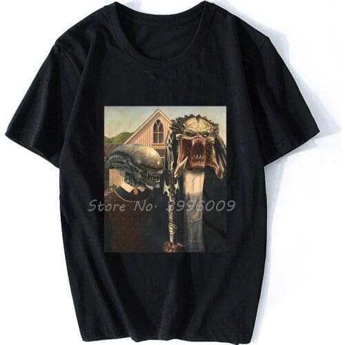 Xenomorph T-shirt Predator T-shirt Men Short Sleeves Cotton T Shirt Hip Hop Tees Tops Tshirt Harajuku Streetwear