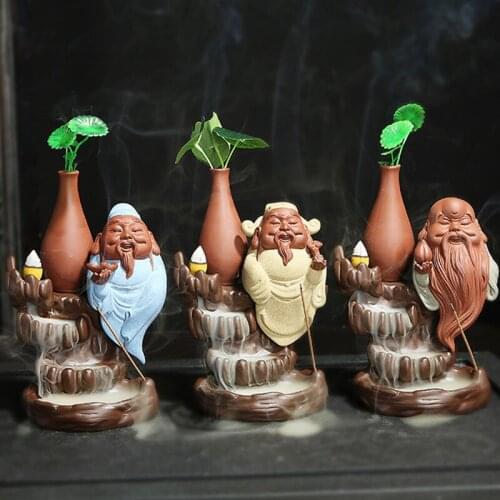 Ceramic Buddha statues Backflowing incense burner home decor incensory ornament incense lore tower incense line vase