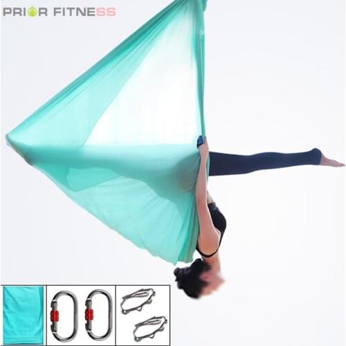 PRIOR FITNESS High Strength Aerial Yoga Hammock Set 5Mx2.8M Anti-gravity Yoga Belts Swing for Inversion Fly Air Nylon Home Gym
