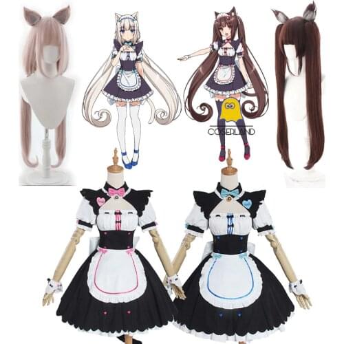 Nekopara Chocolate Vanilla Cosplay Costumes Maid Dress Lolita Cute Cat Neko Girls Women Dress Halloween Show Skirt Set Role Play