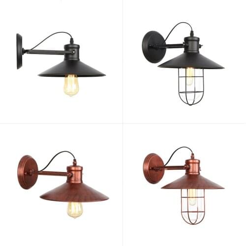 Loft Warehouse Industrial Balcony Creative Nostalgia Rust Retro Pastoral Stair Led Wall Lamp Bar Vintage Wall Lights Lampshade
