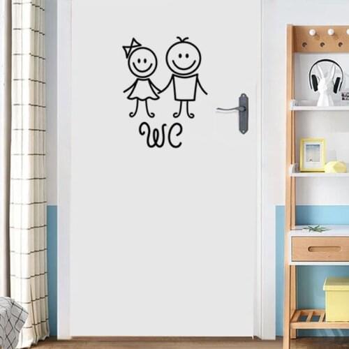 Cartoon men and women WC wall sticker for bathroom decoration vinyl home decals waterproof poster door stickers Toilet sign