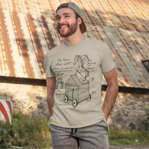 Mens Trojan Rabbit Killer Bunny T Shirt Monty Python and the Holy Grail Black Knight Clothes Novelty Tees Original T-Shirt