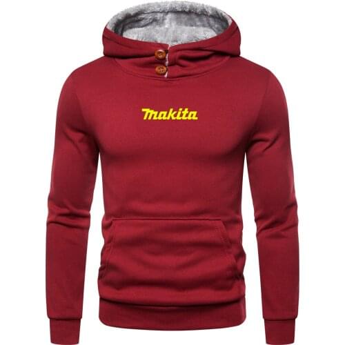 2021 Makita New Brand Mens Harajuku Style Winter & Autumn Slim Hooded Mens Fashion Warm Solid Color Casual Print Popular Tops