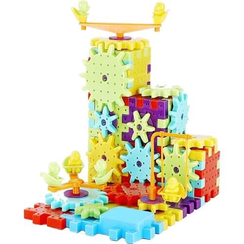 81pcs Childrens Plastic Building Blocks Toys Kids DIY Creative Educational Toy Gear Blocks Toys Model Building Kit