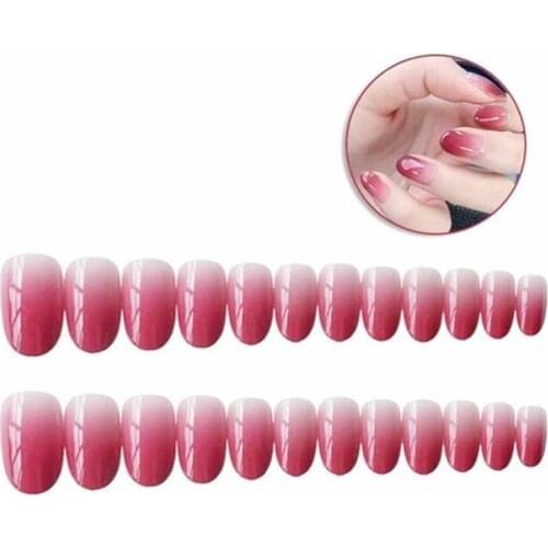 24pcs Professional Fake Nails Long Natural Coffin False Nails Rainbow Ballerina French Nail Art Tips Artificial Nail Extention