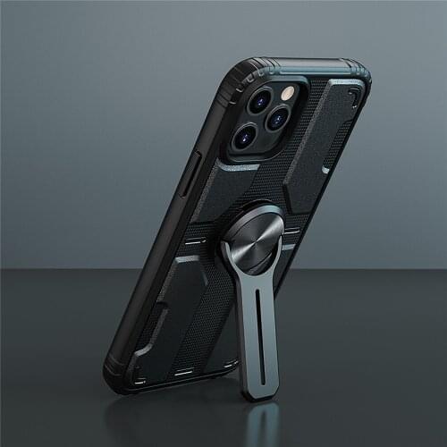 Shockproof Phone Protective Cover Back Case with Assembled Stand Armor Shell for iPhone 12 Mini/12/Pro/Max Phone Accessories